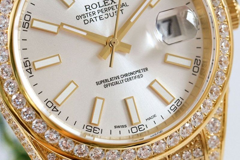 人気No1 ロレックス スーパーコピー 時計 デイトジャスト 41MM ホワイト ダイヤモンドベゼル 18K  roo38140