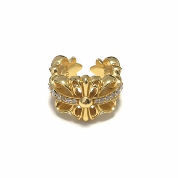 クロムハーツ フローラル 22kGold ダイアモンド ゴールド リング 偽物 Kul99750