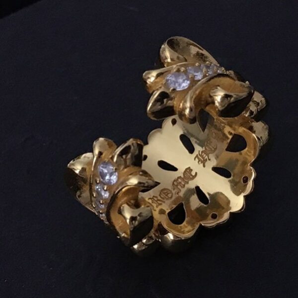 クロムハーツ フローラル 22kGold ダイアモンド ゴールド リング 偽物 Kul99750