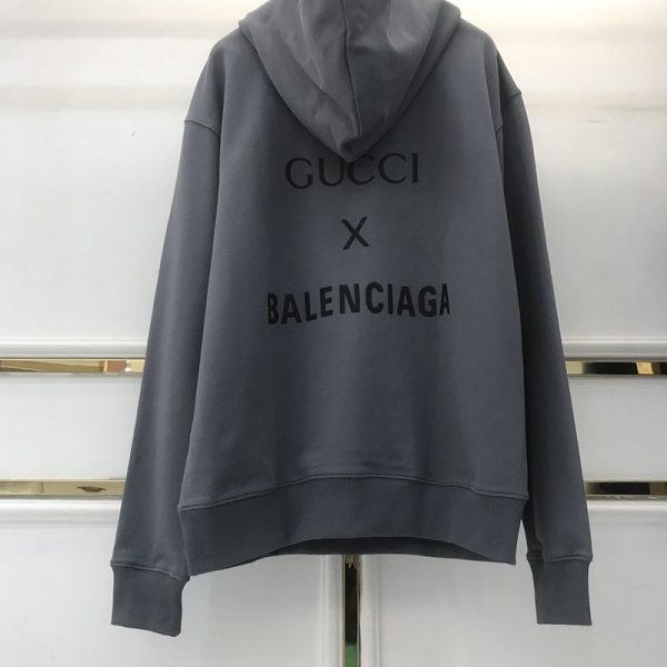 【限定カラー】グッチ×バレンシアガ コピー グレー コットン パーカー guk16446
