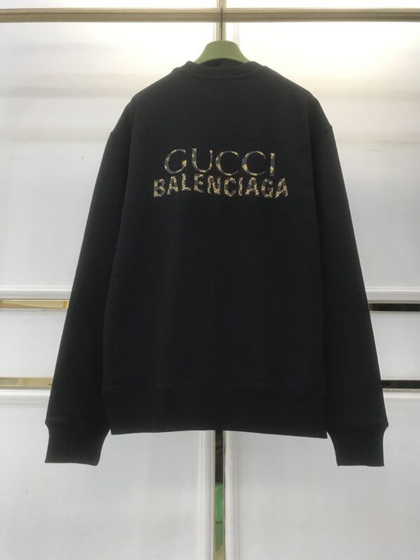 超話題!バレンシアガ×グッチ 偽物 ブラック コットンスウェットシャツ guy03800