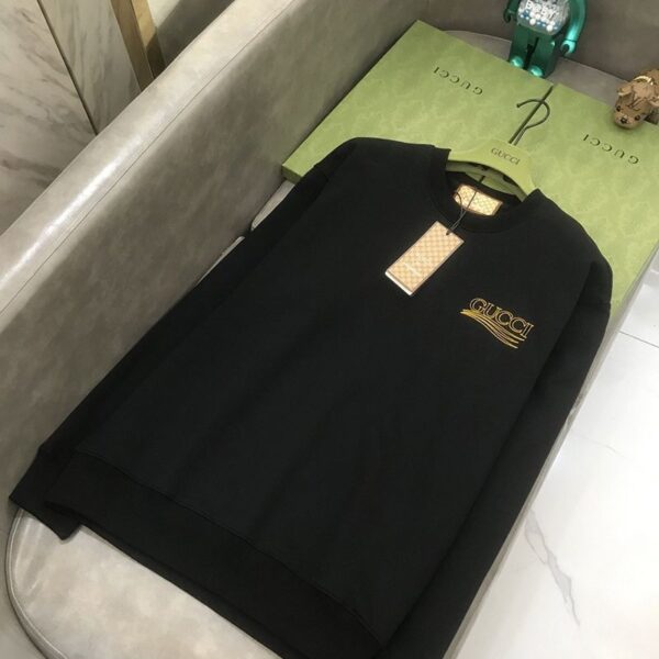 超話題!バレンシアガ×グッチ 偽物 ブラック コットンスウェットシャツ guy03800