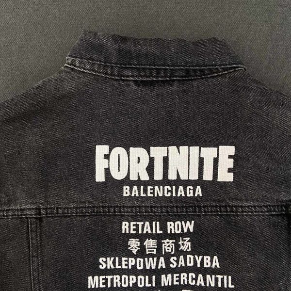 21AW新作バレンシアガ 偽物 Fortnite©2021 EPIC GAMES, INC Large Fit ジャケット デニム ブラック 684001TEW051055