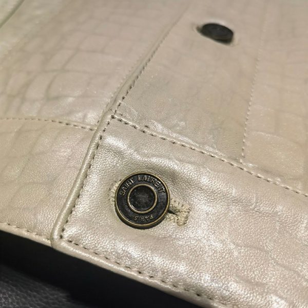 サンローラン 偽物 デニムスタイル ボタンジャケット スムースレザー 529949YC2OC100