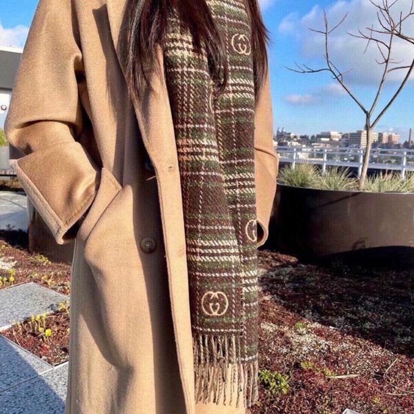 目を惹くカラー グッチ チェック カシミヤ スカーフ gus90494