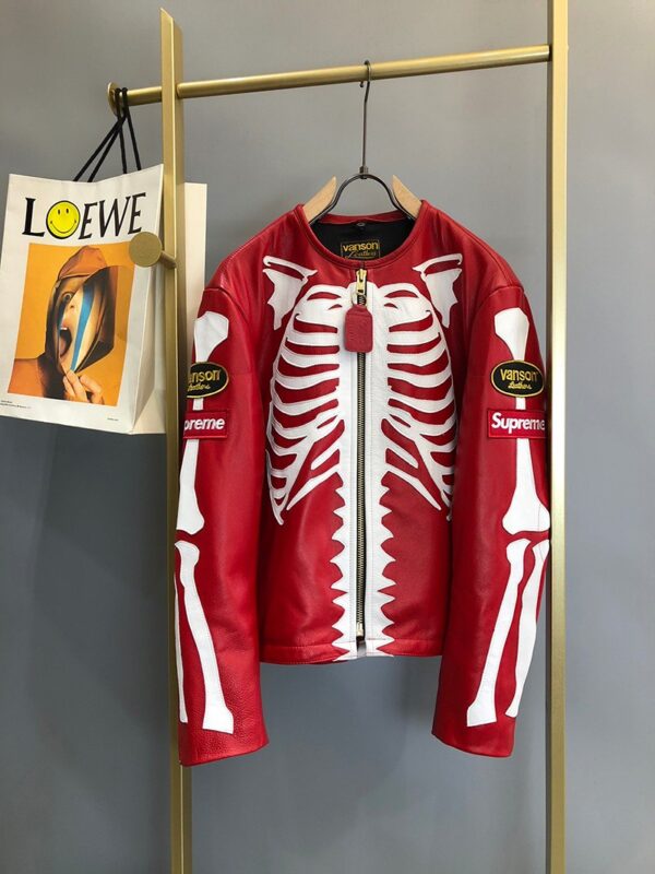 21AW新作シュプリーム 偽物 革のジャケット  Vanson Leather Bones Jacket She85383