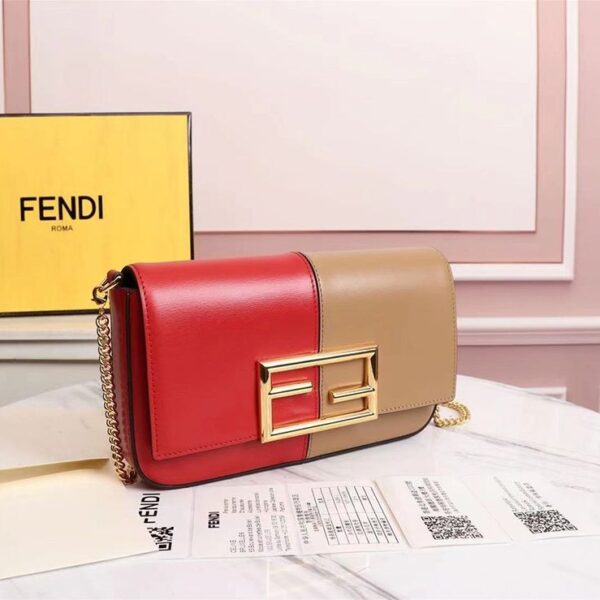 【日本未発売】フェンディ バゲット コピー レッド＆ベージュ スエード／レザー バッグ fer33299