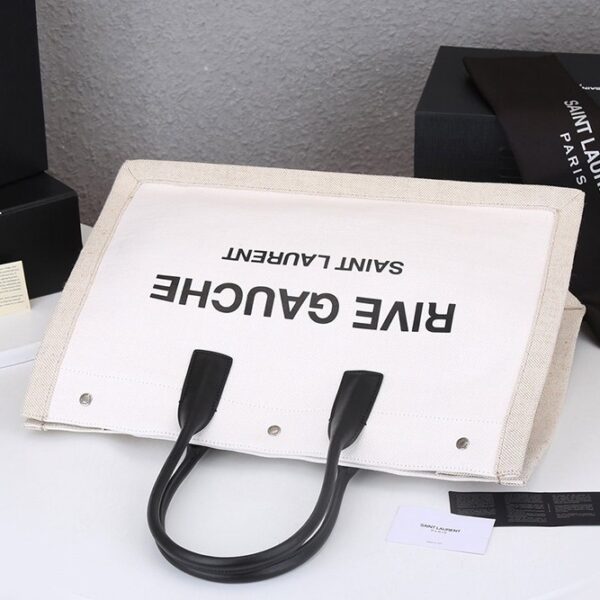 定番【サンローラン トートバッグ 偽物】リヴ・ゴーシュ コーテッドリネントートバッグ Sac89785