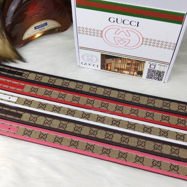 超希少！グッチ  キャンバスGG柄ベルト コピーダークブラウン レディース 35mm gux19418