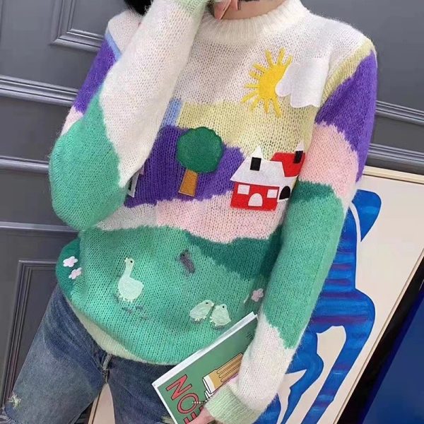 希少色☆ミュウミュウ コピー☆ オーバーサイズロゴモヘアセーター♪ myk82366