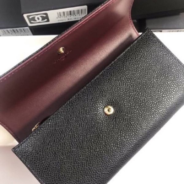 人気  シャネル キャビアスキン 偽物 ココマーク 二つ折り長財布 sho97441