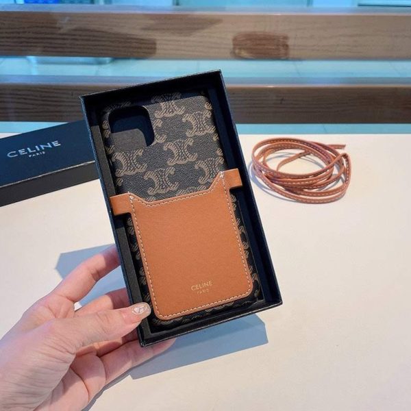 人気No1 セリーヌ☆トリオンフ コピーストラップ付き iPhone11/12 pro ケース Ces66233