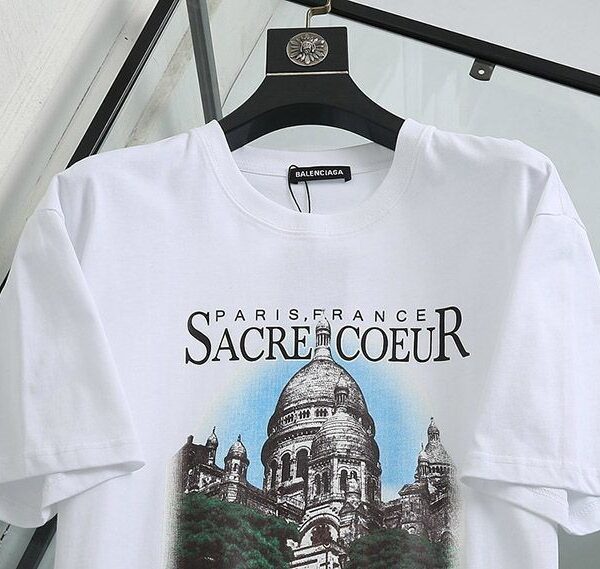 一目惚れ♪バレンシアガ クルーネック Tシャツ 偽物 SACRE COEUR ホワイト baz66910