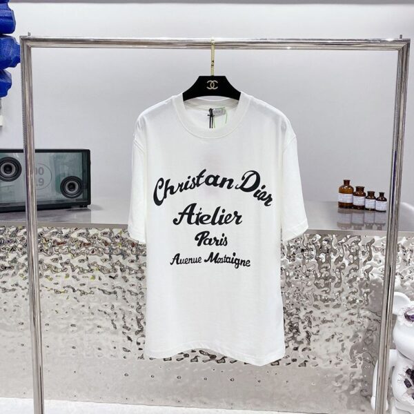21AW新作◆上質 ディオール Tシャツ コピー シンプル ロゴ刺繍入り コットンジャージー dep21203
