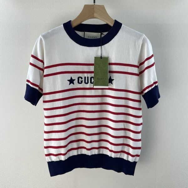 【日本未発売】グッチ ストライプ コットン 半袖 Tシャツ スーパーコピー guw08454