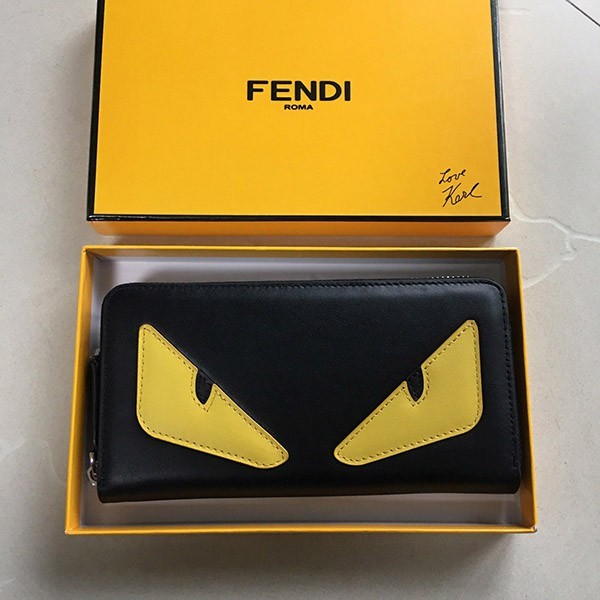 フェンディ コピー ブラックレザー ジップウォレット 長財布 バッグ バグズ feh99103