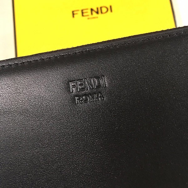 フェンディ コピー ブラックレザー ジップウォレット 長財布 バッグ バグズ feh99103