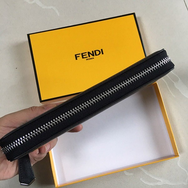 フェンディ コピー ブラックレザー ジップウォレット 長財布 バッグ バグズ feh99103