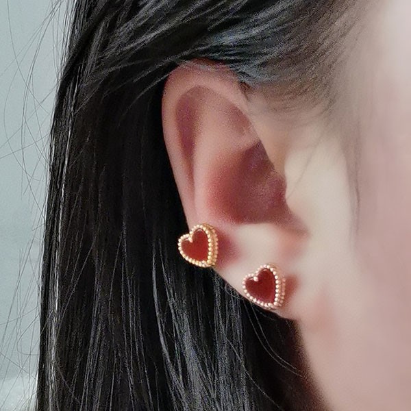 ☆超人気☆ヴァンクリ ハート ピアス コピー スウィートアルハンブラ カーネリアン VCARN6BP00