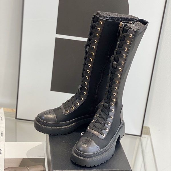 追跡付き 安い シャネル◆レースアップ シューズ レザー スーパーコピー she03446