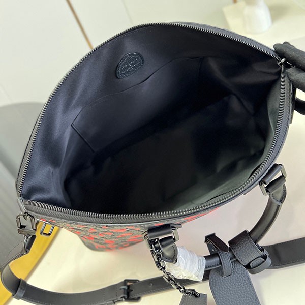 ルイヴィトン × YK 草間彌生 コラボ LOCK IT バッグ 偽物 黒赤 たっぷり収納 M21676