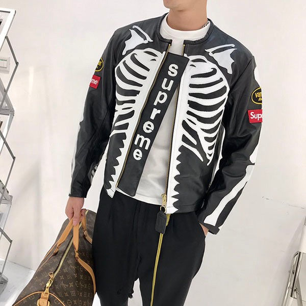 シュプリーム vanson 偽物 ヴァンソン レザー ボーン ジャケット Shg54235