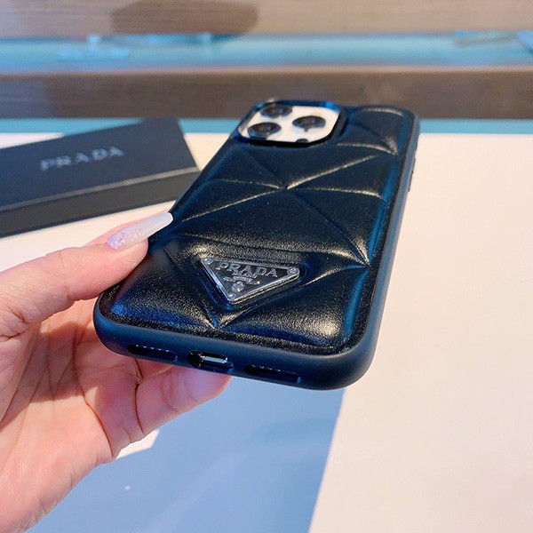 追跡付き発送【プラダ】レザー スマホケース 偽物♪iPhone14Pro/14proMaxケース 1ZH165_2CLT_F0002
