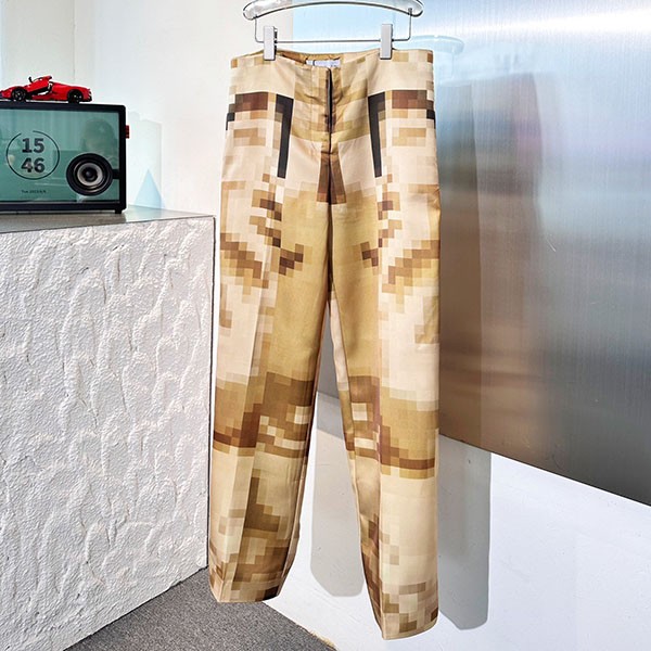 新作 ロエベ コピー Pixelated trousers ピクセルパンツ シルク サテン loj71714