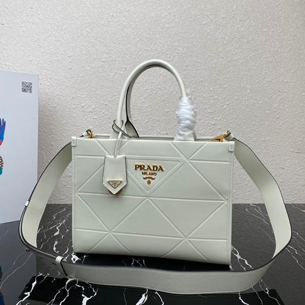 n級品 おすすめプラダ 偽物 ステッチモチーフ ラージ レザー ハンドバッグ 3サイズ puh27282