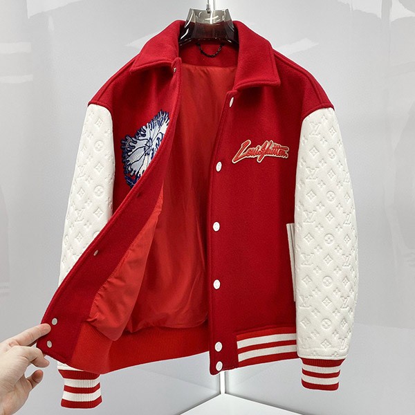 追跡付LV × YK 草間彌生 コラボ ヴァーシティー ジャケット 赤 偽物 1AB8I1