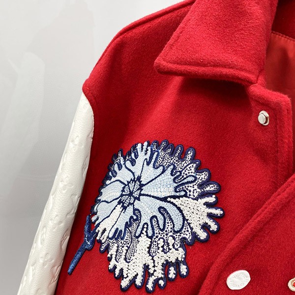 追跡付LV × YK 草間彌生 コラボ ヴァーシティー ジャケット 赤 偽物 1AB8I1
